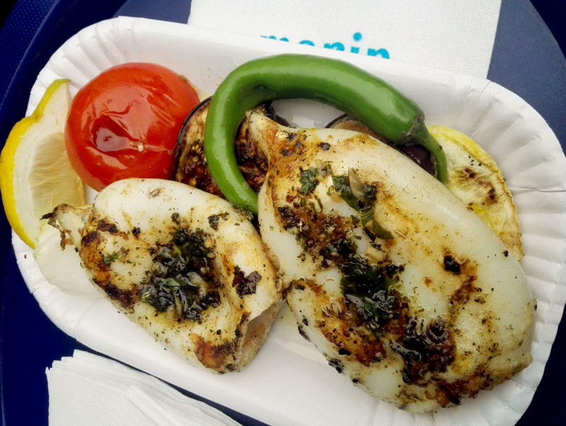 Calamari cu legume, pe plită